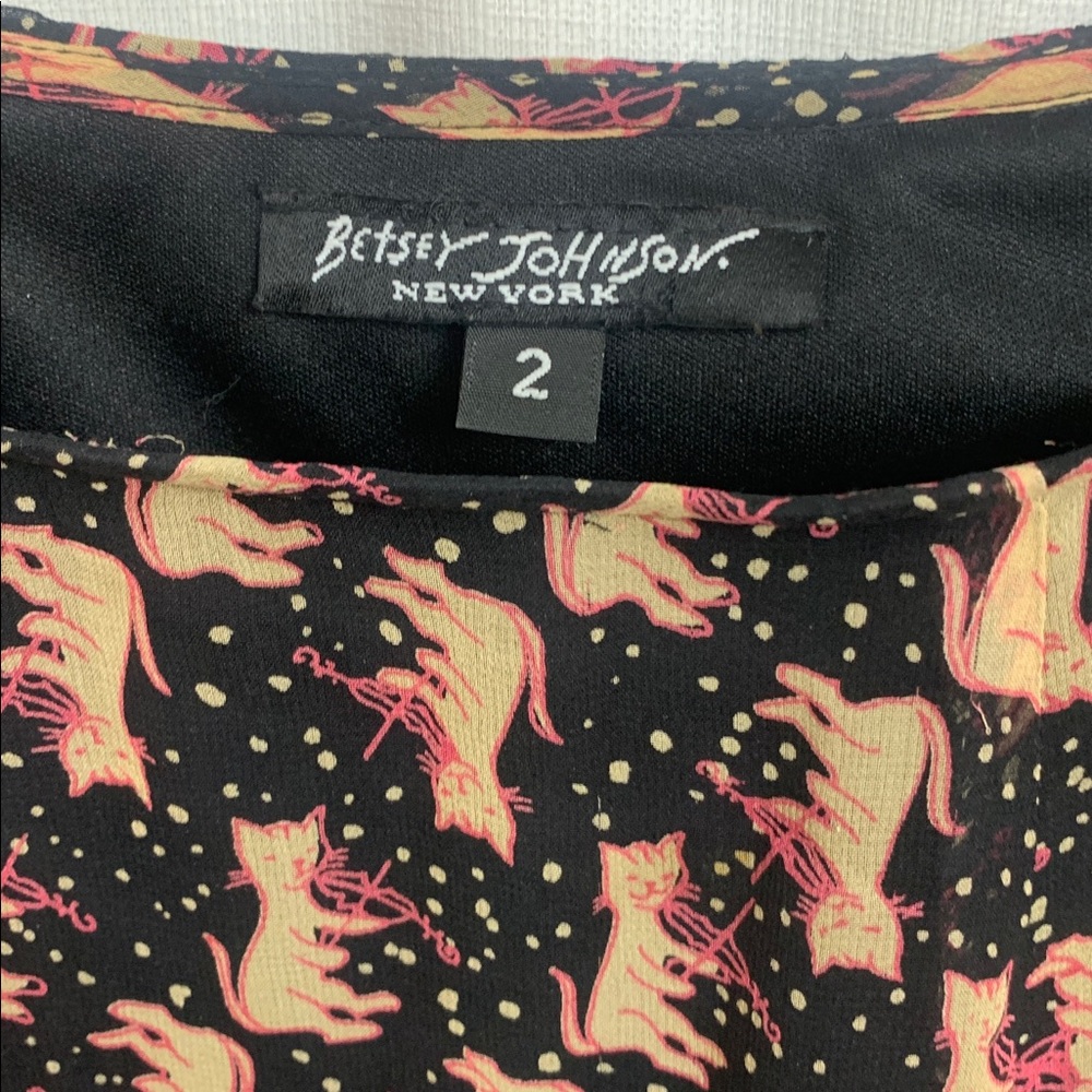 Vintage Betsey Johnson Cat and The Fiddle Pleated Lace Chiffon A-Line Skirt Y2K - Picture 2 of 11